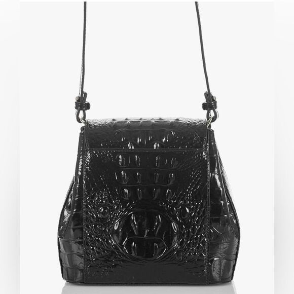 Brahmin Elegant Black patent leather Crocodile-Embossed Crossbody Bag - Picture 3 of 14